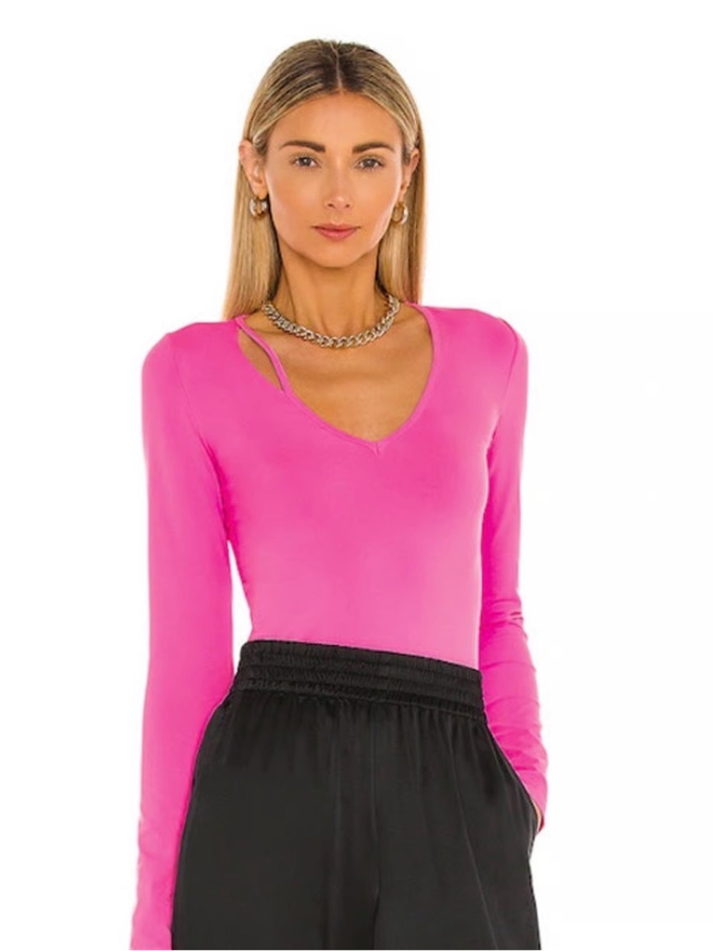 Revolve Helmut Lang Cutout Slash V-Neck Long Sleeve Top never worn XS/S
